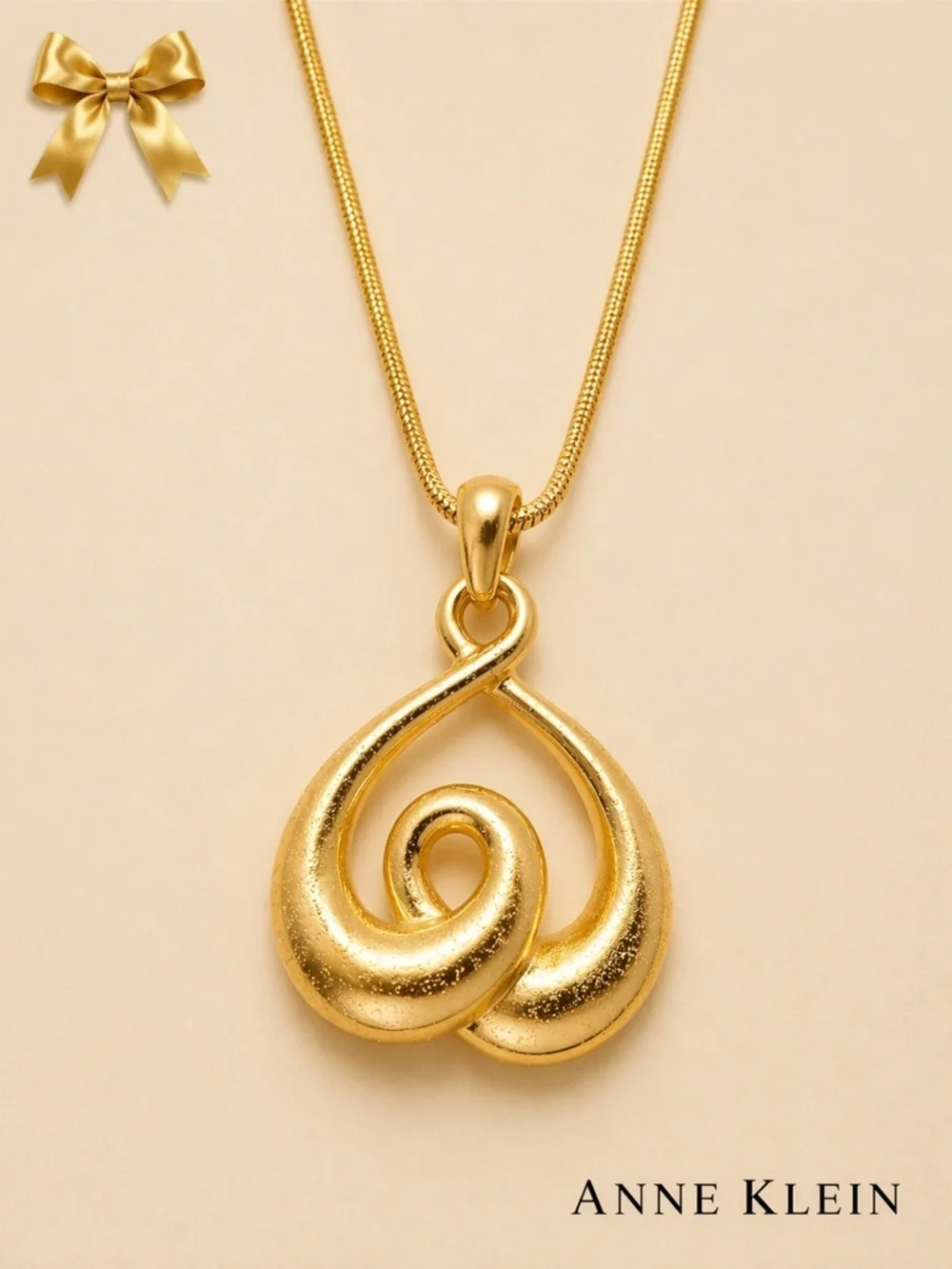 Anne Klein Gold Swirl Pendant Necklace